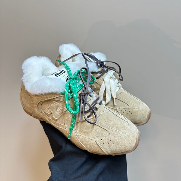 Miu x Balance 530 SL Sneakers Light Brown Fleece Lining Suede
