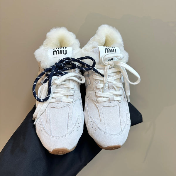 Miu x Balance 530 SL Sneakers White Fleece Lining Suede
