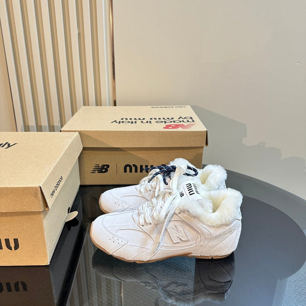Miu x Balance 530 SL Sneakers White Fleece Lining Suede