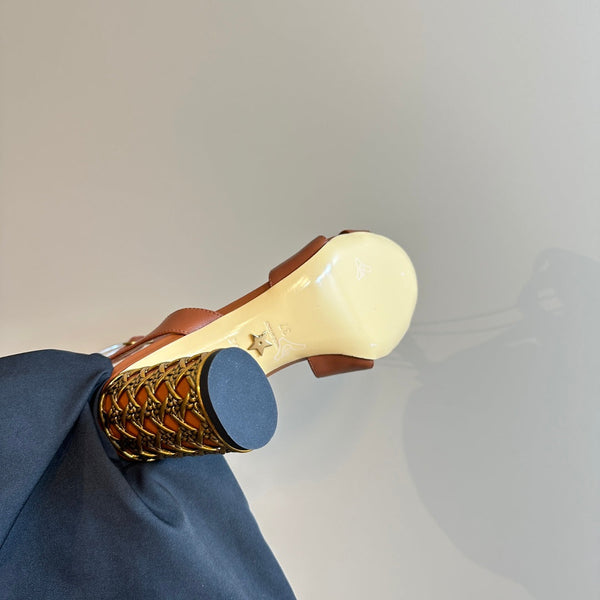 CD Icon Heeled Sandal 95mm Brown Calfskin