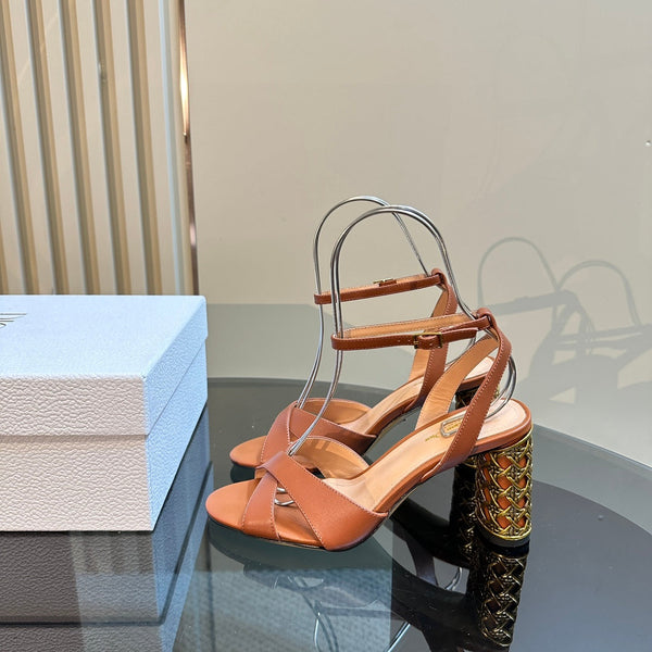 CD Icon Heeled Sandal 95mm Brown Calfskin