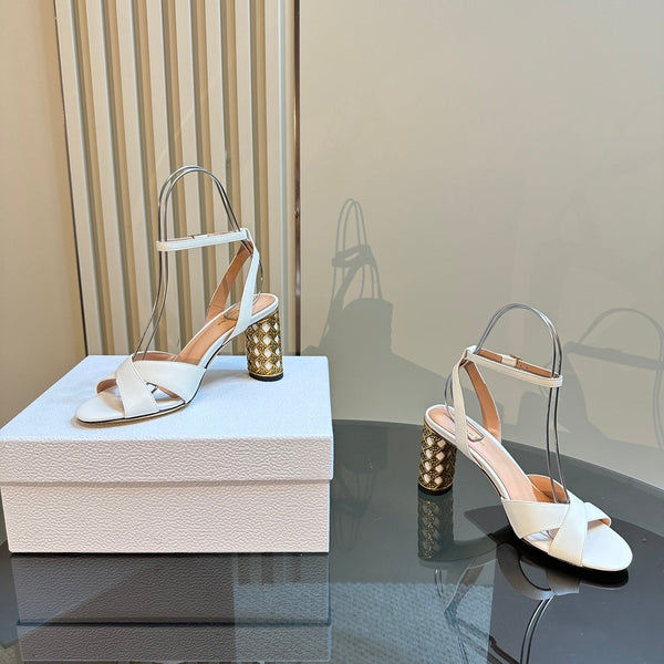 CD Icon Heeled Sandal 95mm White Calfskin