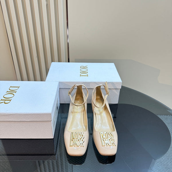 CD Miss Dior Pump 40mm Glossy Beige Lambskin