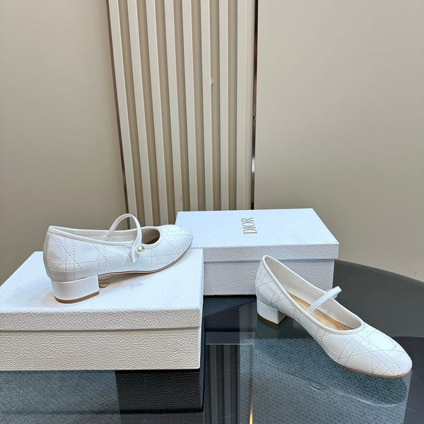 CD Ballet Pump White Soft Cowhide