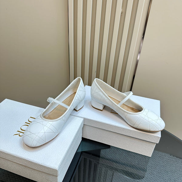 CD Ballet Pump White Soft Cowhide