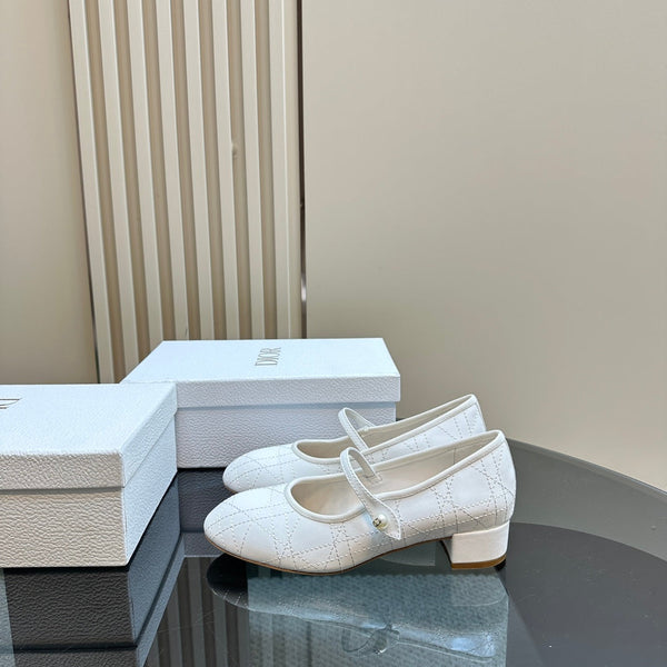 CD Ballet Pump White Soft Cowhide