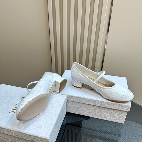 CD Ballet Pump White Soft Cowhide