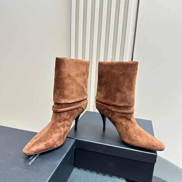 STIVALETTI NIKI IN CAMOSCIO MARRONE CENERE