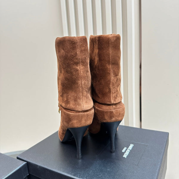 STIVALETTI NIKI IN CAMOSCIO MARRONE CENERE