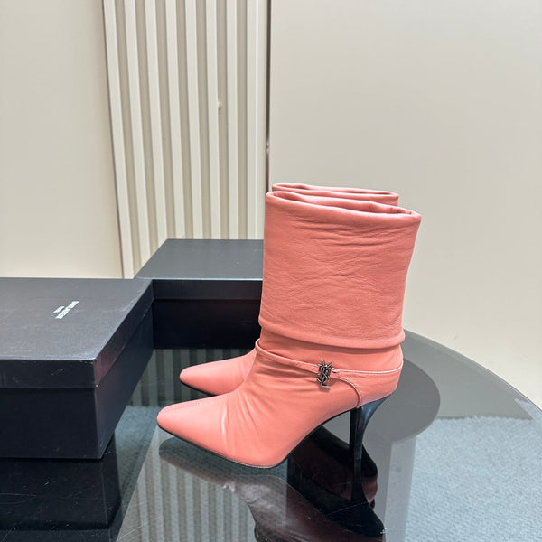 STIVALETTI NIKI IN PELLE DI MONTONE CORALLO