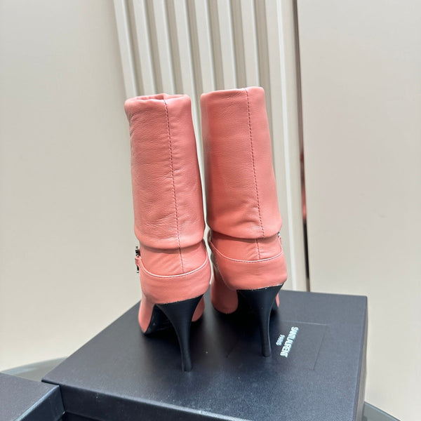 STIVALETTI NIKI IN PELLE DI MONTONE CORALLO