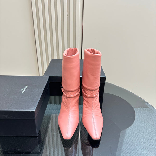 STIVALETTI NIKI IN PELLE DI MONTONE CORALLO