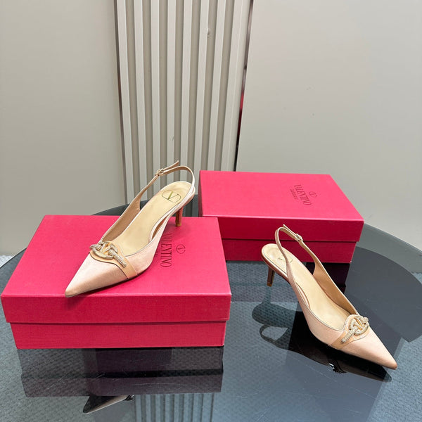 Valentino Slingback Pump 65mm In Beige Lambskin 999013