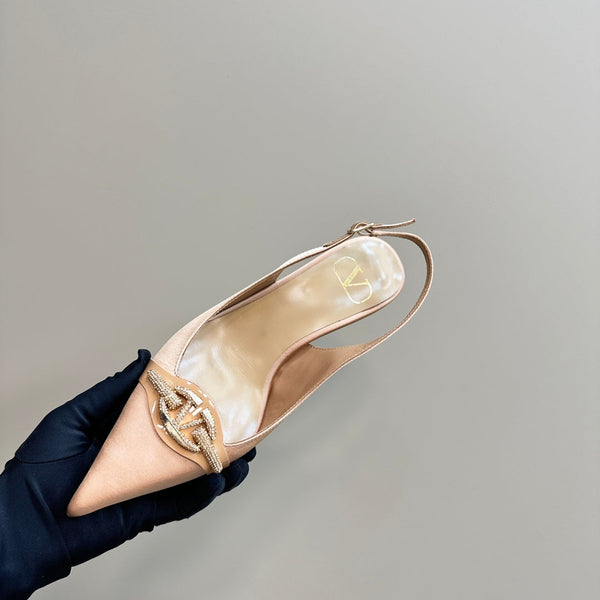 Valentino Slingback Pump 65mm In Beige Lambskin 999013