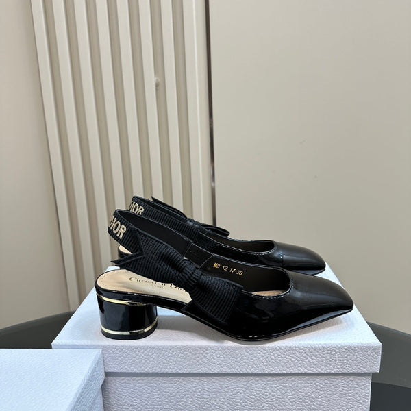 Miss Dior Paris Slingback Pump In Black Glossy Cowhide 998868