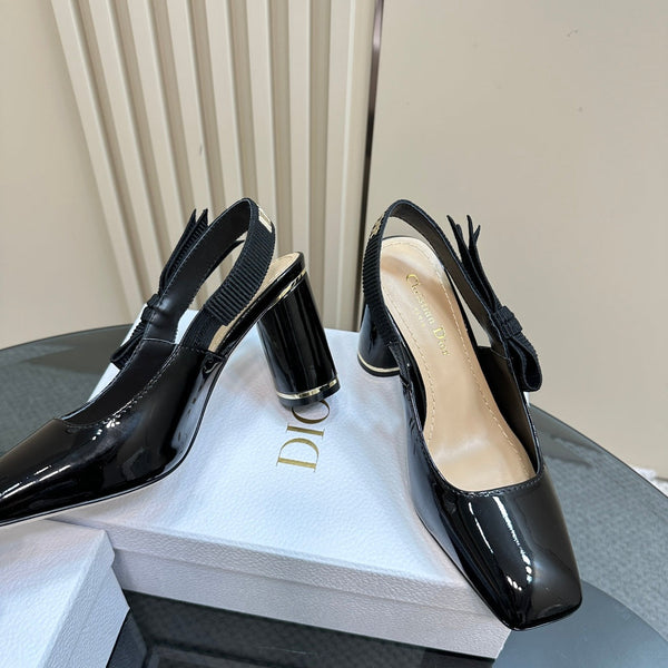 Miss Dior Paris Slingback Pump In Black Glossy Cowhide 998870