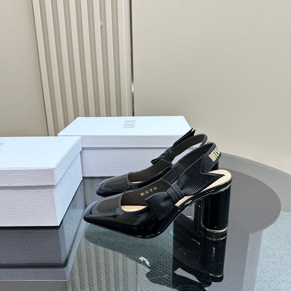 Miss Dior Paris Slingback Pump In Black Glossy Cowhide 998870