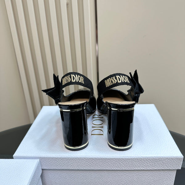 Miss Dior Paris Slingback Pump In Black Glossy Cowhide 998870