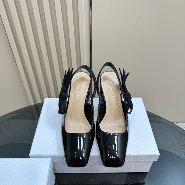 Miss Dior Paris Slingback Pump In Black Glossy Cowhide 998870