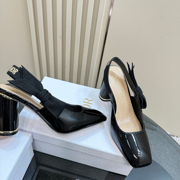 Miss Dior Paris Slingback Pump In Black Glossy Cowhide 998870