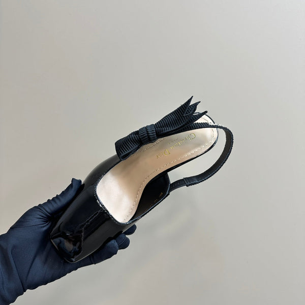 Miss Dior Paris Slingback Pump In Black Glossy Cowhide 998870