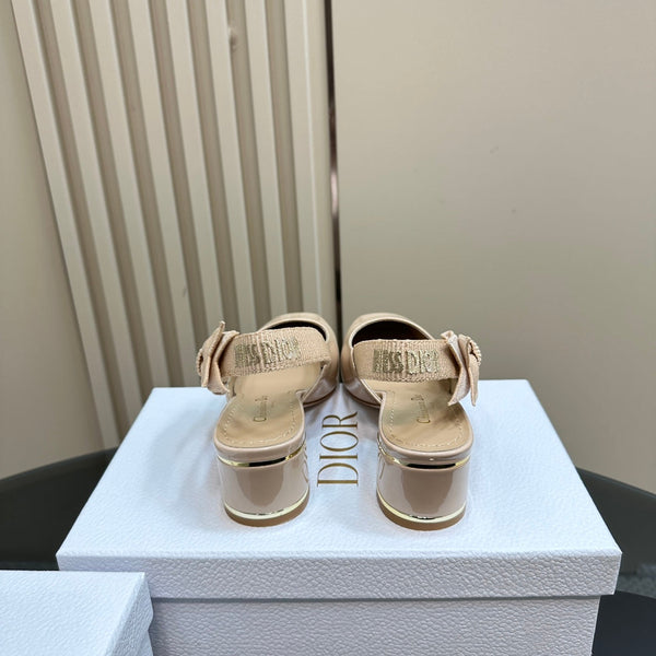 Miss Dior Paris Slingback Pump In Beige Glossy Cowhide 998861