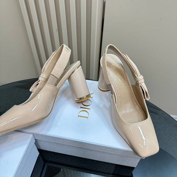 Miss Dior Paris Slingback Pump In Beige Glossy Cowhide 998863
