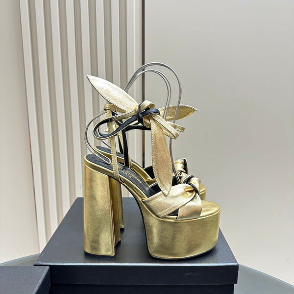 BIANCA PLATFORM SANDALS IN GOLD LAMBSKIN