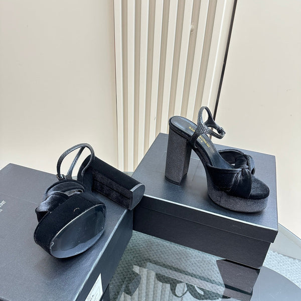BIANCA PLATFORM SANDALS IN BLACK VELVET