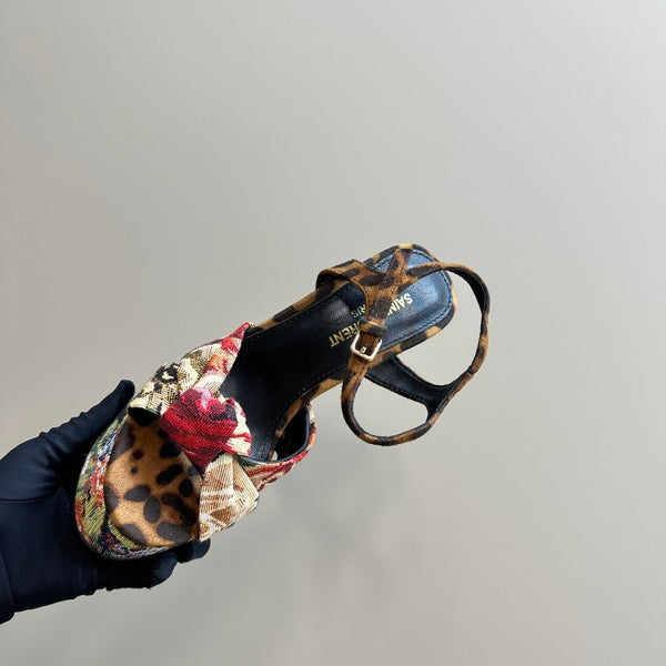 BIANCA PLATFORM SANDALS IN FLOWER PATTERN CANVAS