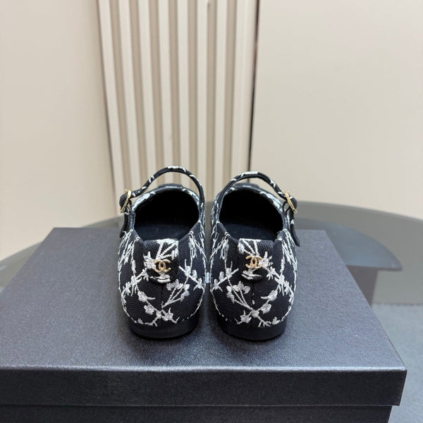 CC 25 Mary Jane Flats Black Pattern Fabric 239404