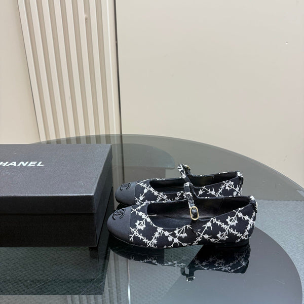 CC 25 Mary Jane Flats Black Pattern Fabric 239404