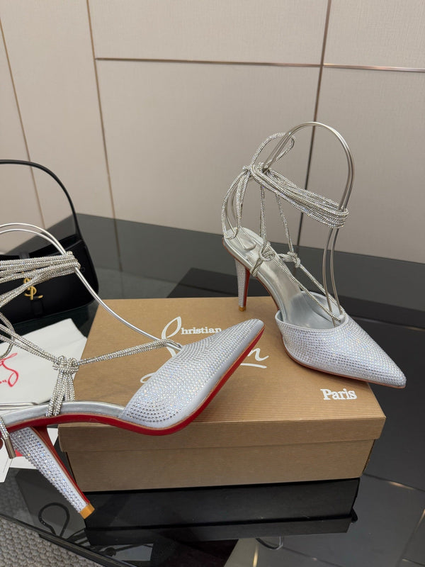 CL Mules Silver 8.5cm Original Material 299878