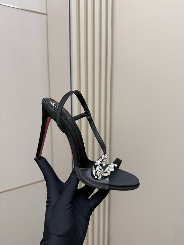 CL Diamond Sandals 10.5cm Black Silk 299879
