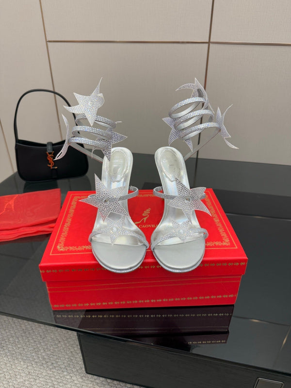 RC Sandals 9.5cm Sliver Rhinestone Silk 302584