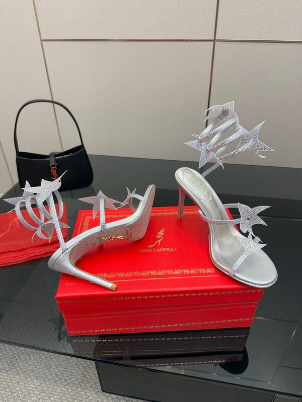 RC Sandals 9.5cm Sliver Rhinestone Silk 302584