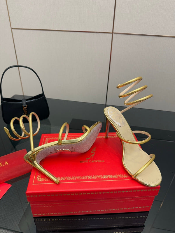 RC Sandals 9.5cm Gold Imported Metal Sheepskin 302600