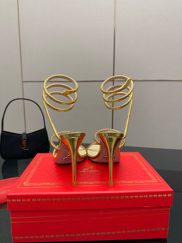 RC Sandals 9.5cm Gold Imported Metal Sheepskin 302600