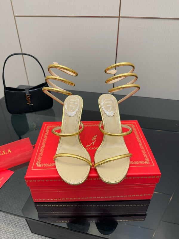 RC Sandals 9.5cm Gold Imported Metal Sheepskin 302600