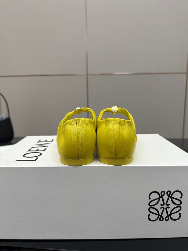 Loewe 25 Pebble Ballet Flats Yellow Calfskin