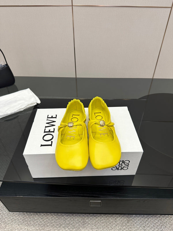 Loewe 25 Pebble Ballet Flats Yellow Calfskin