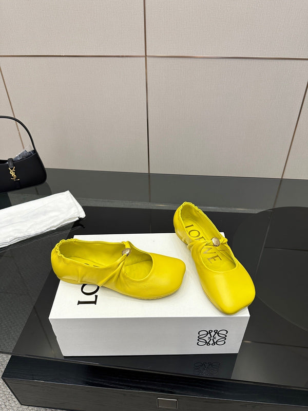 Loewe 25 Pebble Ballet Flats Yellow Calfskin