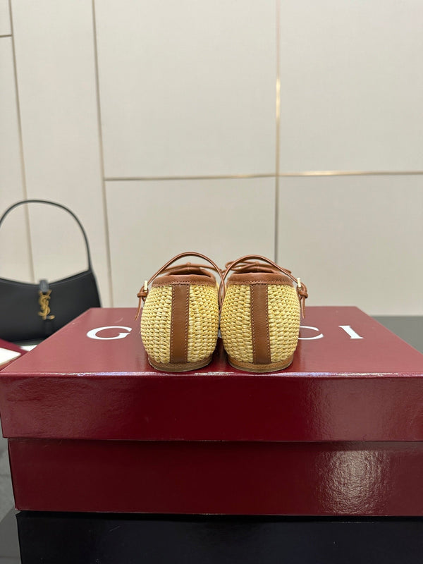 GC 25 Horsebit Ballet Flat Beige Raffia
