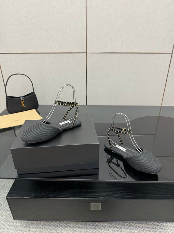 ALAIA flat slippers black sheepskin 389628