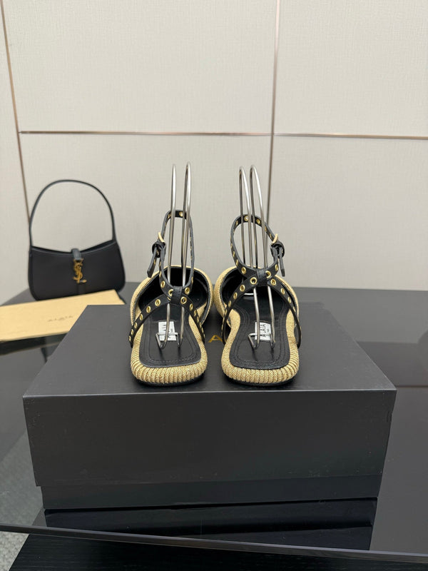 ALAIA flat slippers golden beige sheepskin 389629