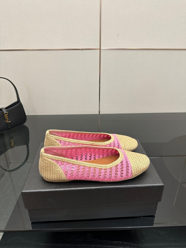Alaia 2025 Ballet Flat Beige Pink Raffia 433751