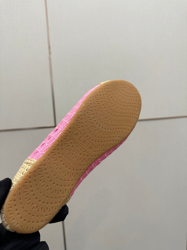 Alaia 2025 Ballet Flat Beige Pink Raffia 433751