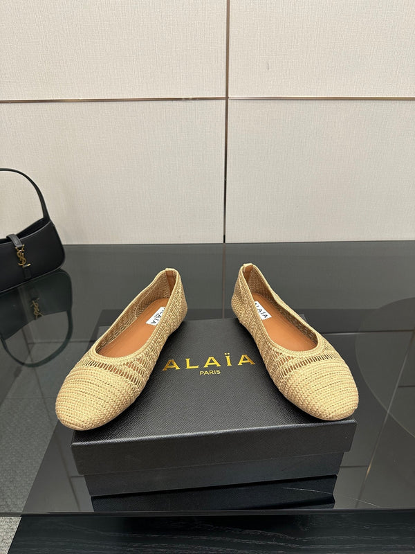 Alaia 2025 Ballet Flat Beige Raffia 433756