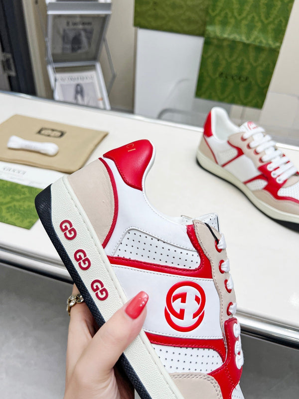 GG Men's Mac80 Sneaker White Red Cowhide 539525