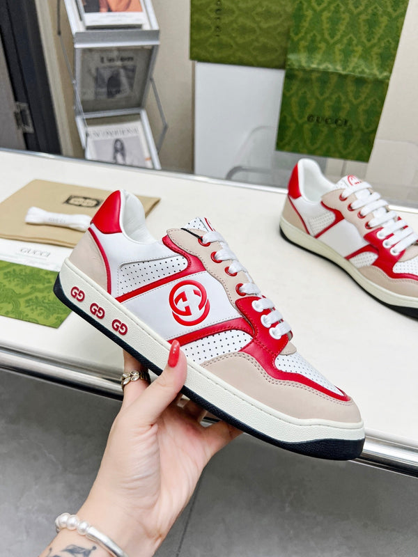 GG Men's Mac80 Sneaker White Red Cowhide 539525